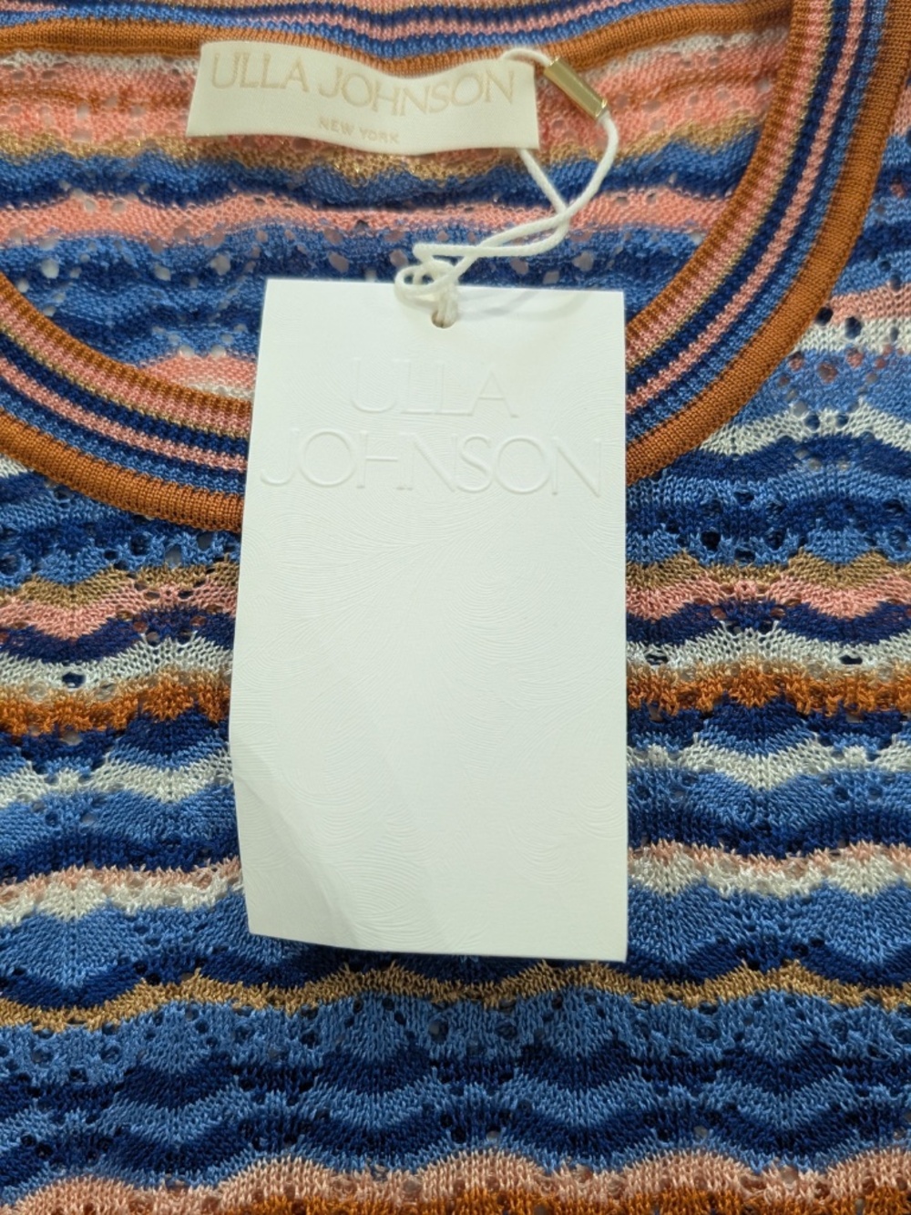 Ulla Johnson Lunaire Knit Top Large L Sunset Stripe Long Sleeve Pointelle NWT - Picture 8 of 10